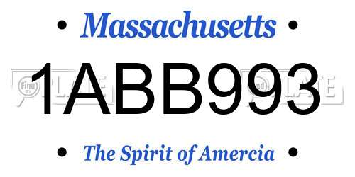 1ABB993 Massachusetts License Plate