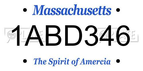 1ABD346 Massachusetts License Plate