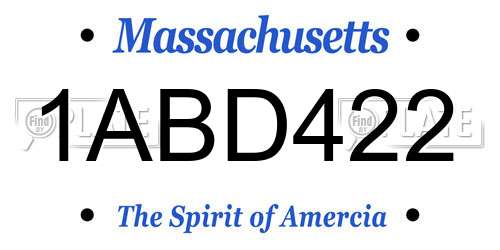 1ABD422 Massachusetts License Plate