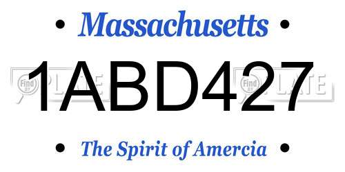 1ABD427 Massachusetts License Plate