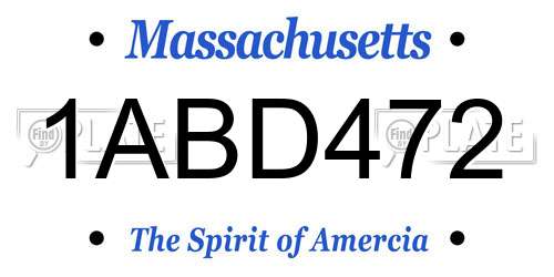 1ABD472 Massachusetts License Plate