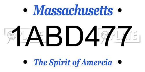 1ABD477 Massachusetts License Plate