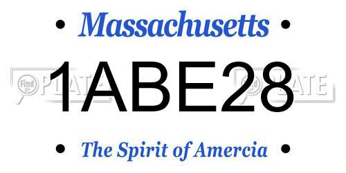 1ABE28 Massachusetts License Plate