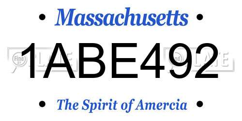 1ABE492 Massachusetts License Plate