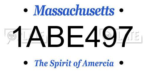 1ABE497 Massachusetts License Plate