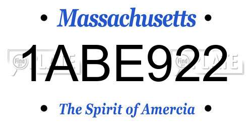 1ABE922 Massachusetts License Plate
