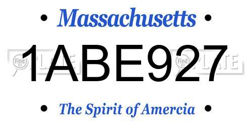 1ABE927 Massachusetts License Plate