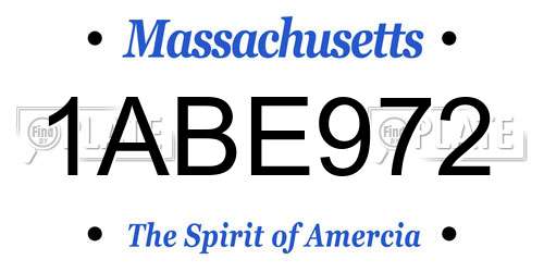 1ABE972 Massachusetts License Plate