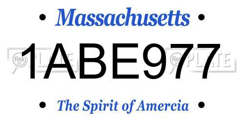 1ABE977 Massachusetts License Plate