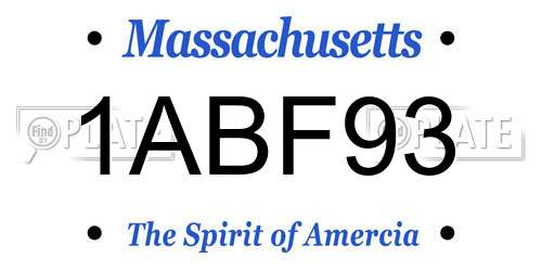 1ABF93 Massachusetts License Plate