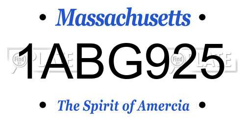 1ABG925 Massachusetts License Plate