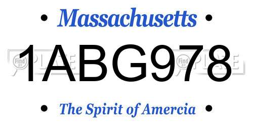 1ABG978 Massachusetts License Plate