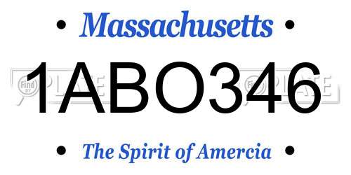 1ABO346 Massachusetts License Plate