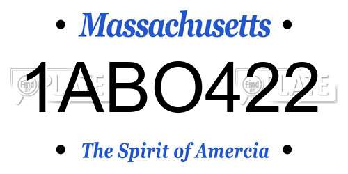 1ABO422 Massachusetts License Plate