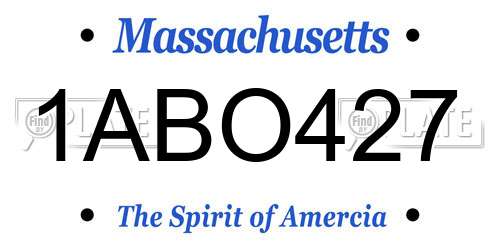 1ABO427 Massachusetts License Plate