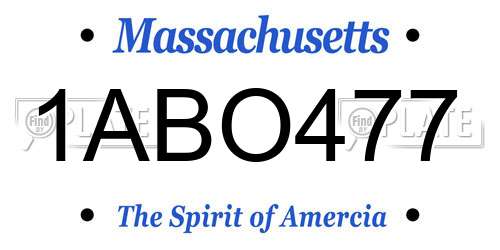 1ABO477 Massachusetts License Plate