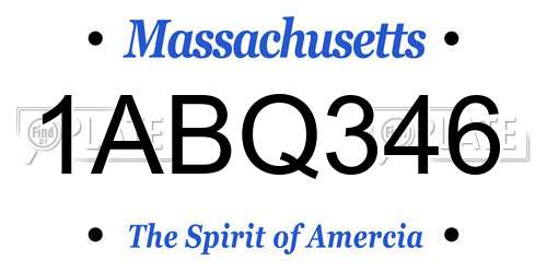 1ABQ346 Massachusetts License Plate