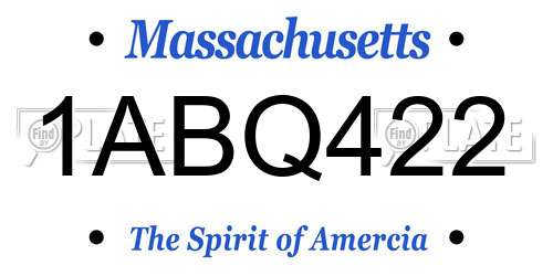 1ABQ422 Massachusetts License Plate