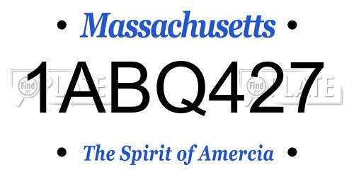 1ABQ427 Massachusetts License Plate