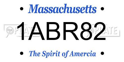1ABR82 Massachusetts License Plate