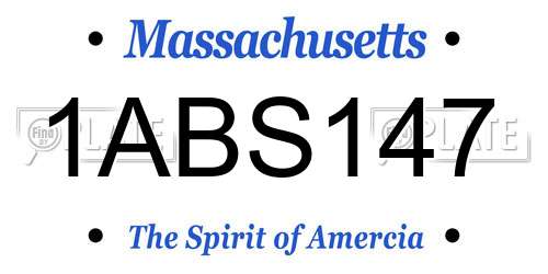 1ABS147 Massachusetts License Plate