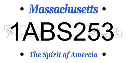1ABS253 Massachusetts License Plate