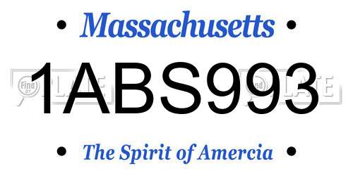 1ABS993 Massachusetts License Plate