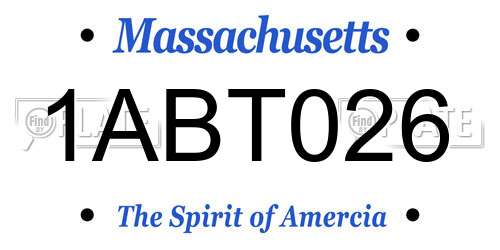 1ABT026 Massachusetts License Plate