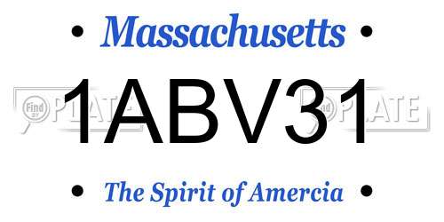 1ABV31 Massachusetts License Plate