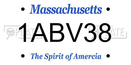 1ABV38 Massachusetts License Plate