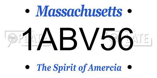 1ABV56 Massachusetts License Plate