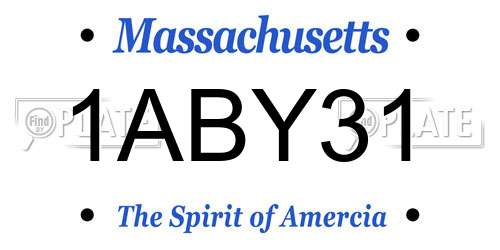 1ABY31 Massachusetts License Plate