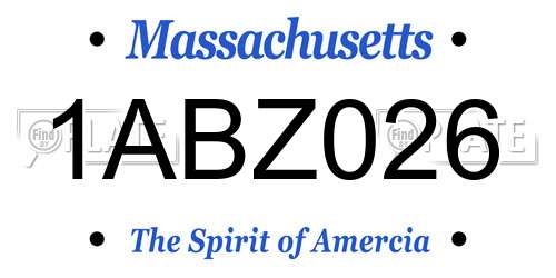 1ABZ026 Massachusetts License Plate