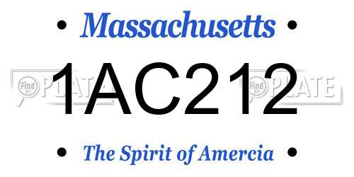 1AC212 Massachusetts License Plate