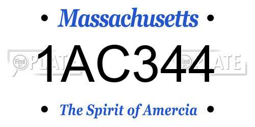 1AC344 Massachusetts License Plate