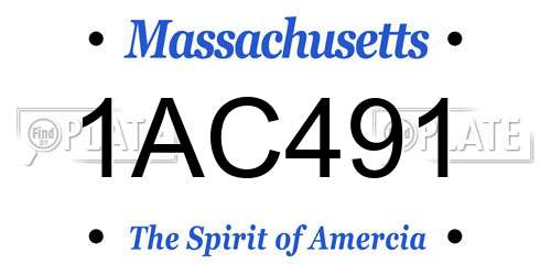 1AC491 Massachusetts License Plate