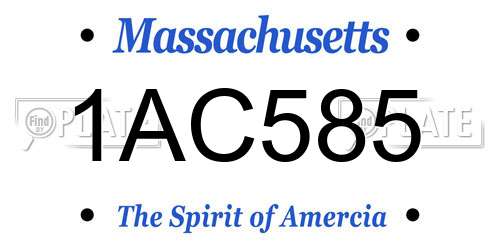 1AC585 Massachusetts License Plate