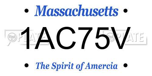1AC75V Massachusetts License Plate