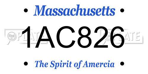1AC826 Massachusetts License Plate
