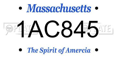 1AC845 Massachusetts License Plate
