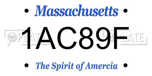 1AC89F Massachusetts License Plate