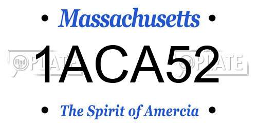 1ACA52 Massachusetts License Plate