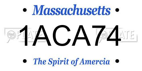 1ACA74 Massachusetts License Plate