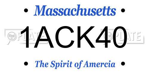 1ACK40 Massachusetts License Plate