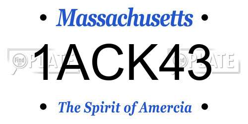 1ACK43 Massachusetts License Plate