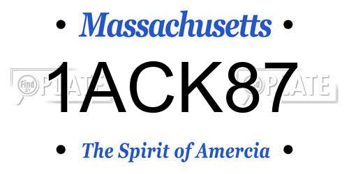 1ACK87 Massachusetts License Plate