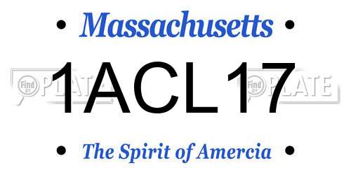 1ACL17 Massachusetts License Plate