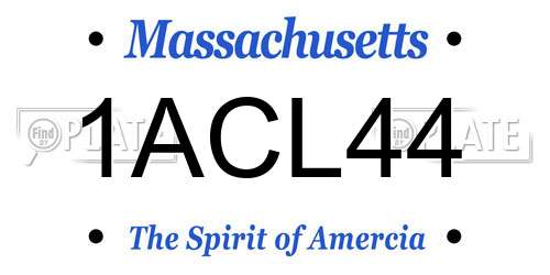 1ACL44 Massachusetts License Plate