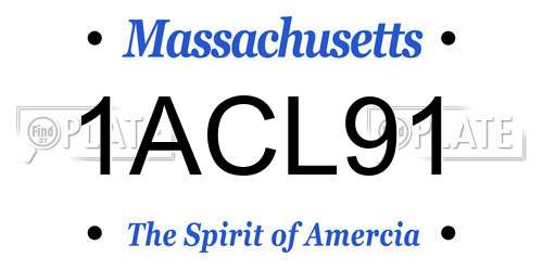 1ACL91 Massachusetts License Plate