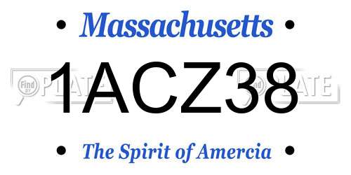 1ACZ38 Massachusetts License Plate